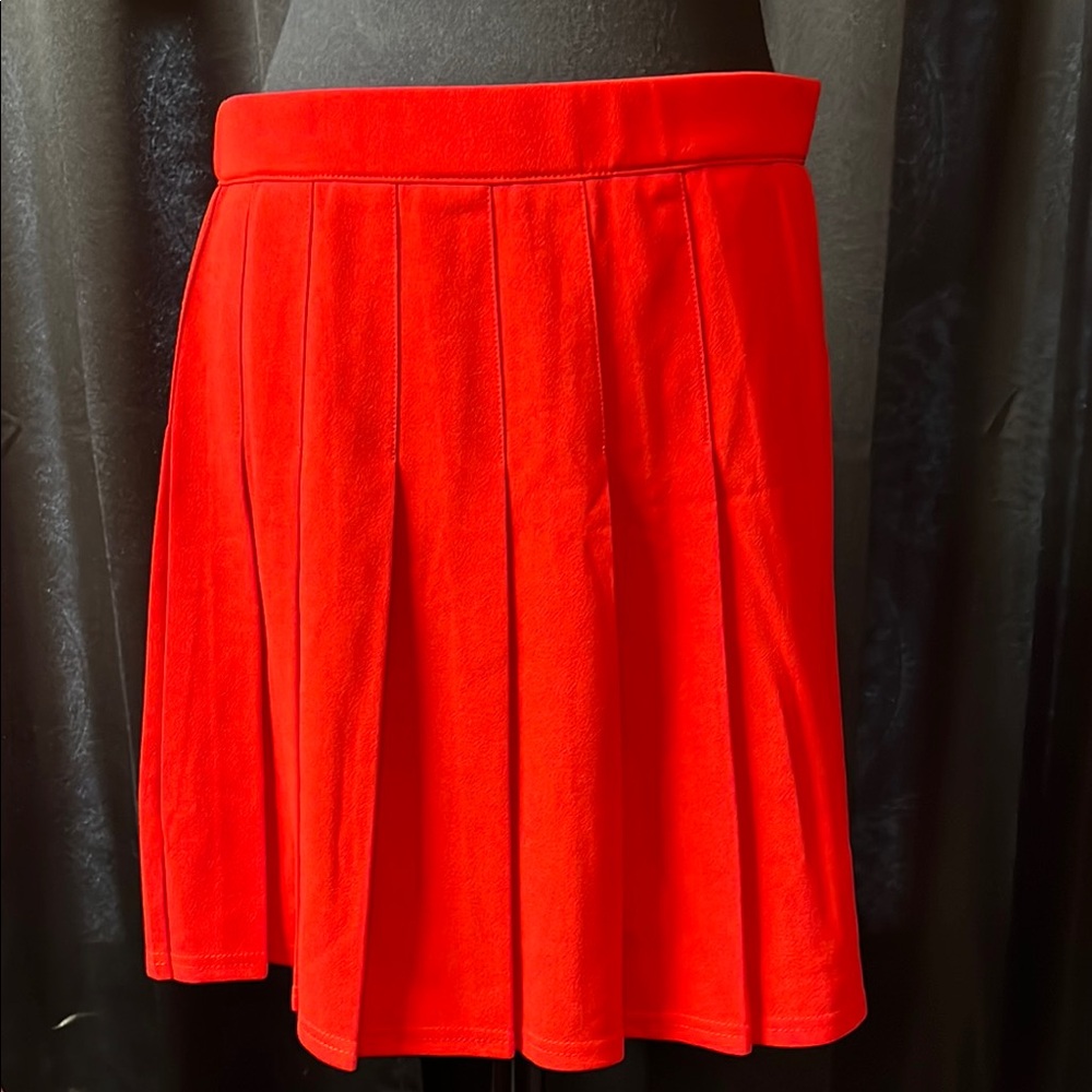 Red Mini A-Line Pleated Skirt for Cocktail